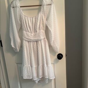 Elegant White Polka Dot Dress